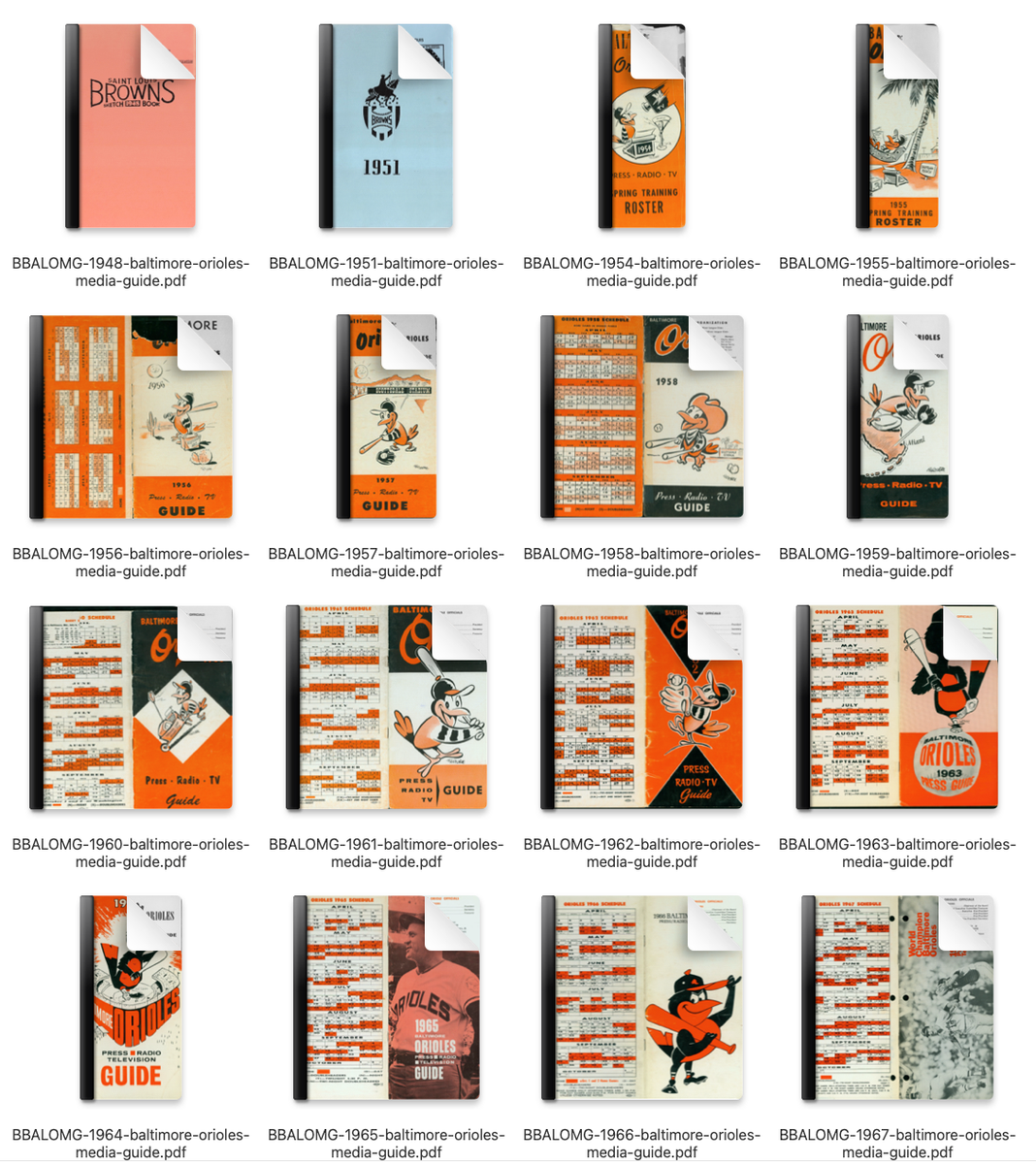Baltimore Orioles Team Media Guides 1964 2024 Collection Of 73 PDFs USB Drive EBay