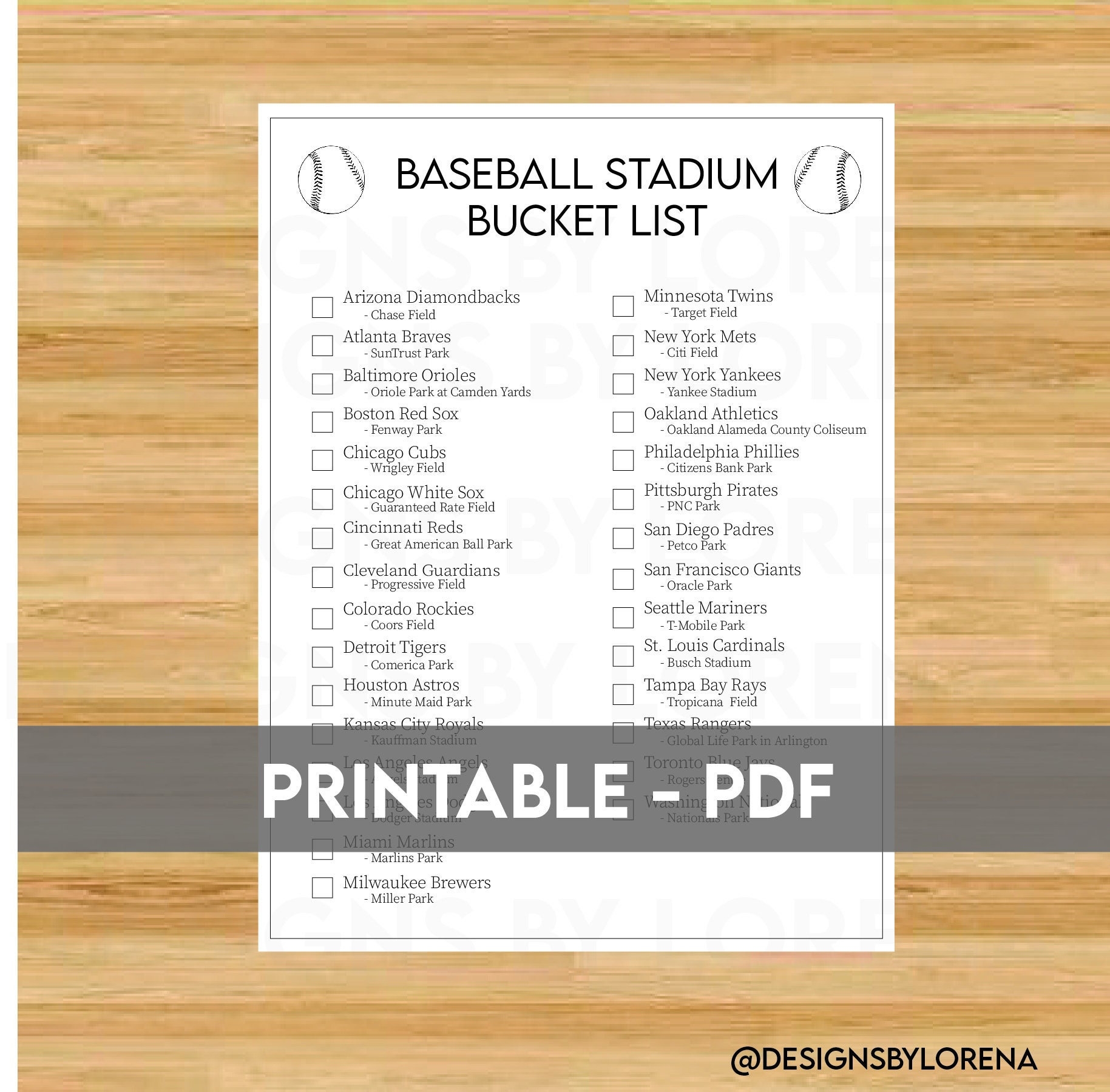 Basic Baseball Stadium Bucket List Printable Baseball Bucket List Baseball Activities Baseball Fun Printable MLB Stadium Tracker Print Etsy Ireland