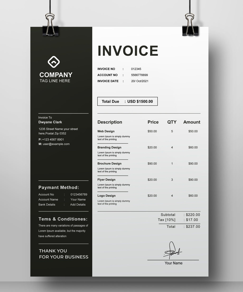 Best Invoice Templates For Illustrator BrandPacks