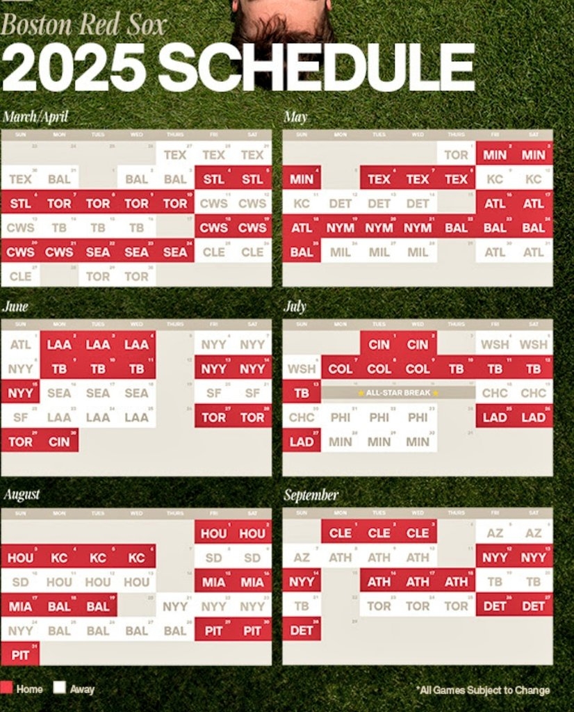 Bill Speros On X Boston Red Sox 2025 Schedule Defending World Series Champions Https t co HGC1sN8p67 X