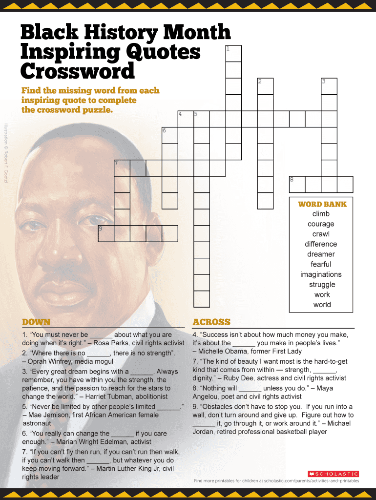 black history crossword puzzle printable