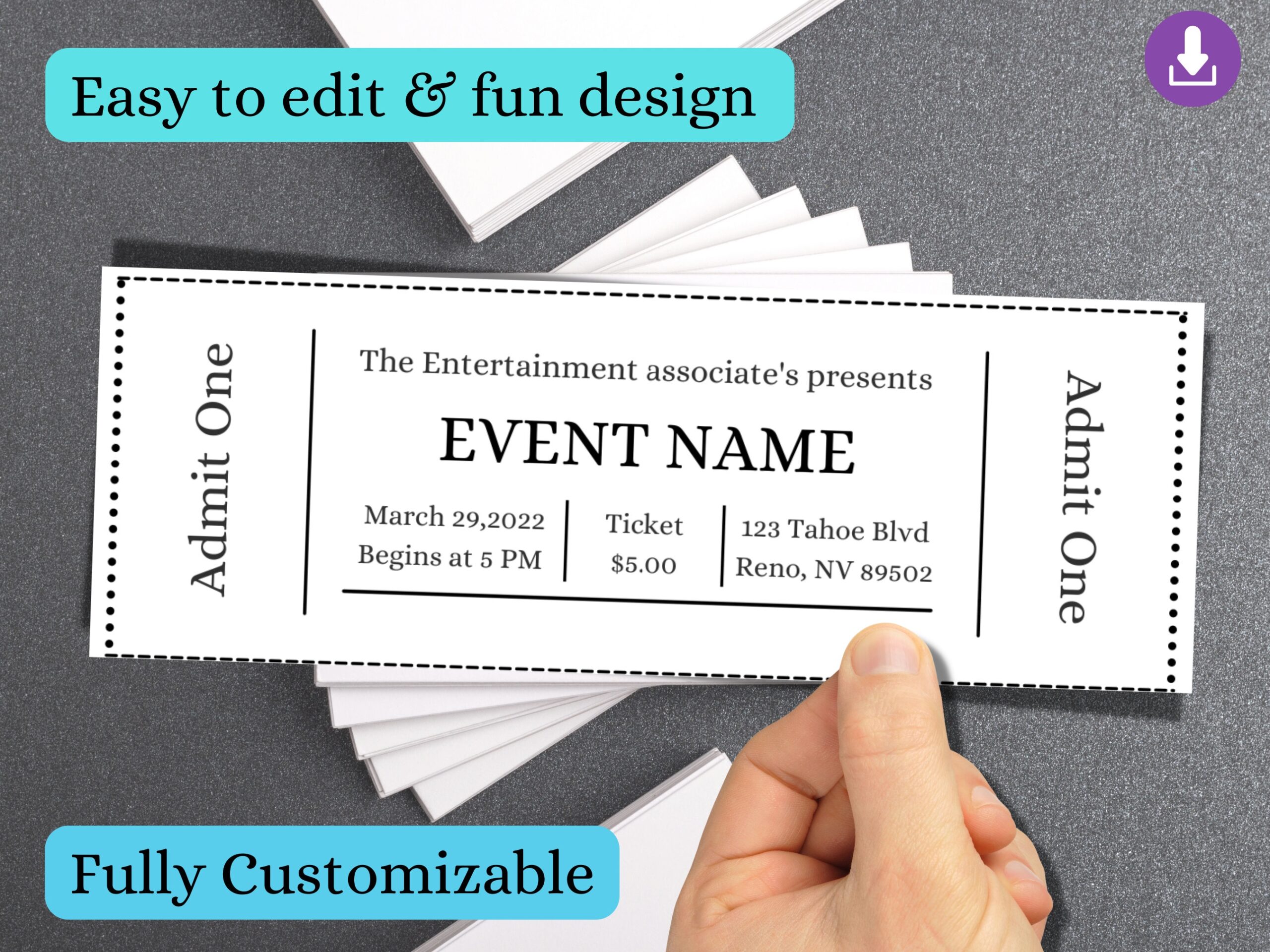 Blank Ticket Raffle Ticket Template Admit One Custom Event Ticket Sheet Event Tickets Event Ticket Template Printable DIY Ticket Etsy