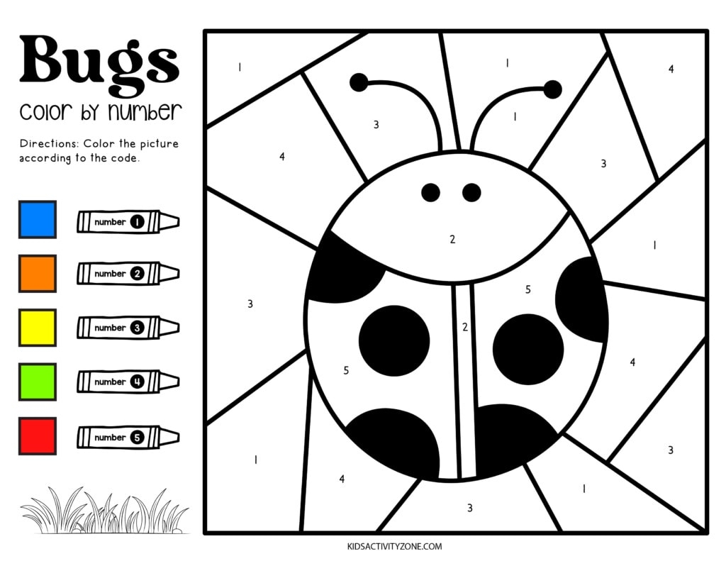 Bug Color By Number Kids Activity Zone