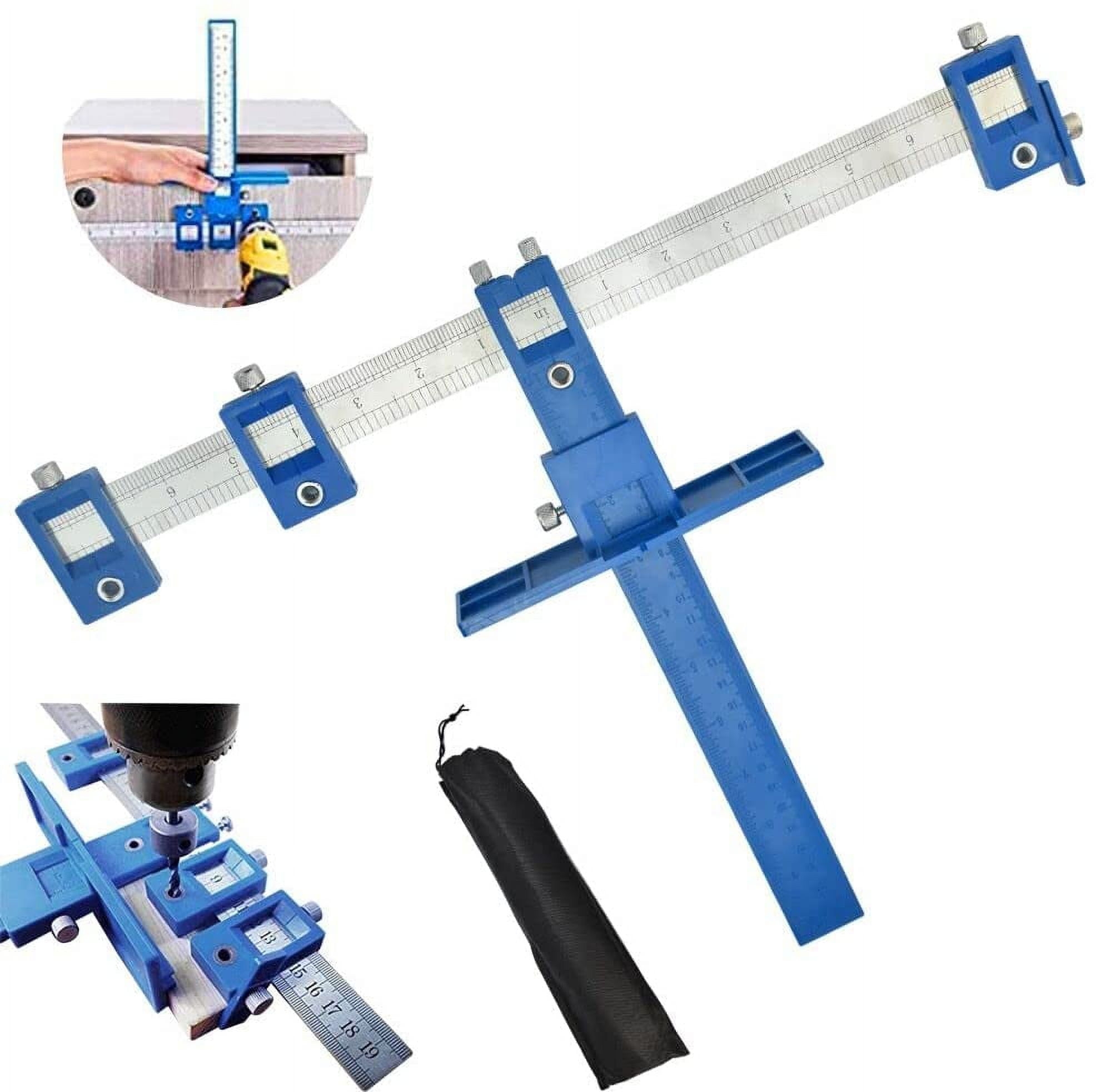 BUZIFU Punch Locator Drill Guide Adjustable Cabinet Hardware Jig Drawer Pull Jig Punch Locator Drill Template Wood Drilling Dowelling Tools For Installation Of Handles Knobs Doors Drawer Pull Walmart