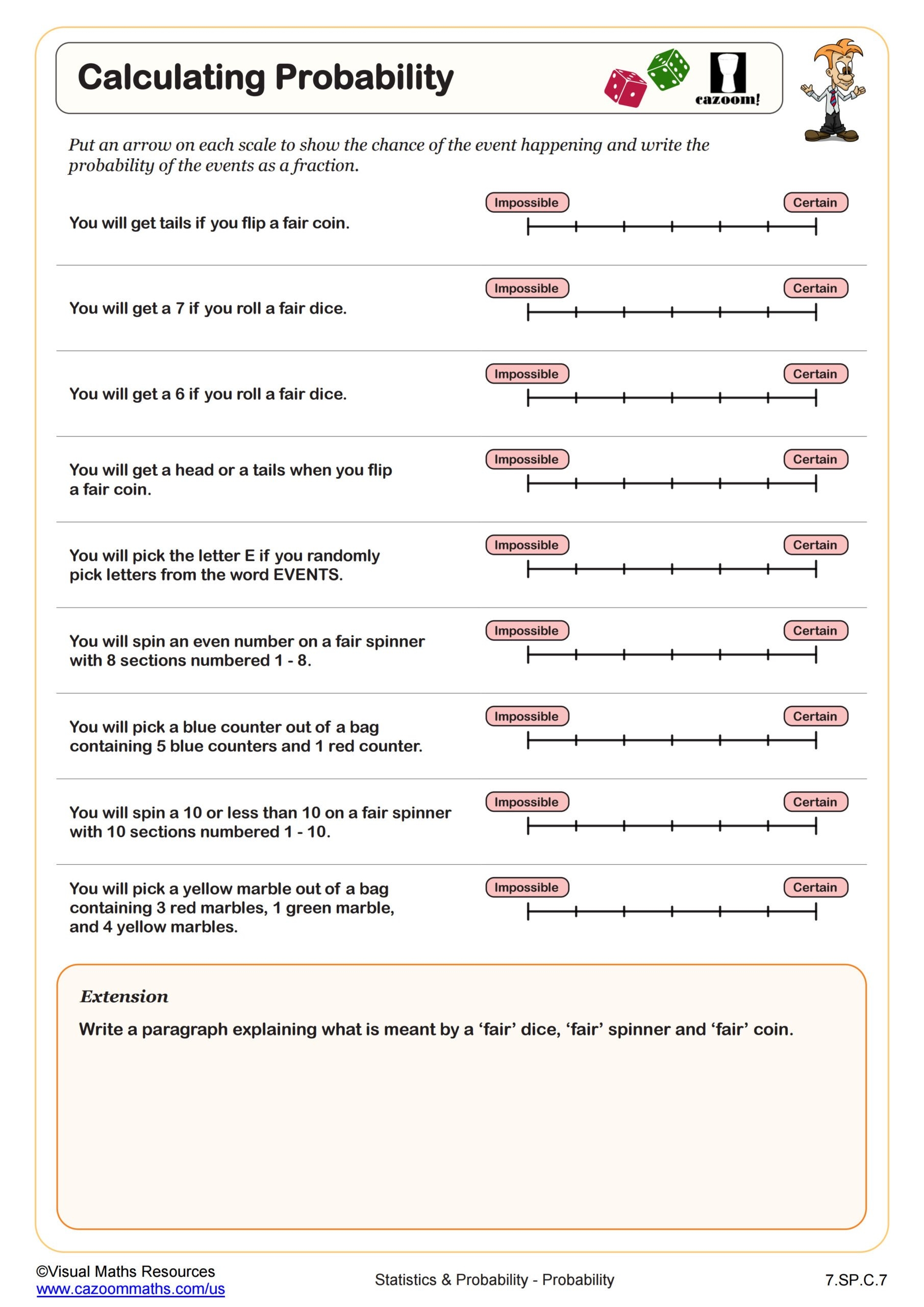 Calculating Probability Worksheet 7th Grade PDF Worksheets