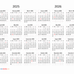 Calendar 2025 And 2026 On One Page Calendar Quickly