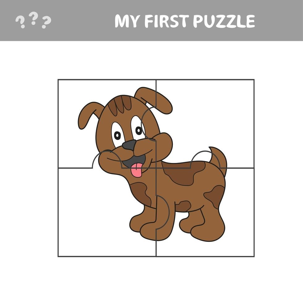 Cartoon Educational Jigsaw Puzzle Game For Children With Funny Dog Character 4651453 Vector Art At Vecteezy