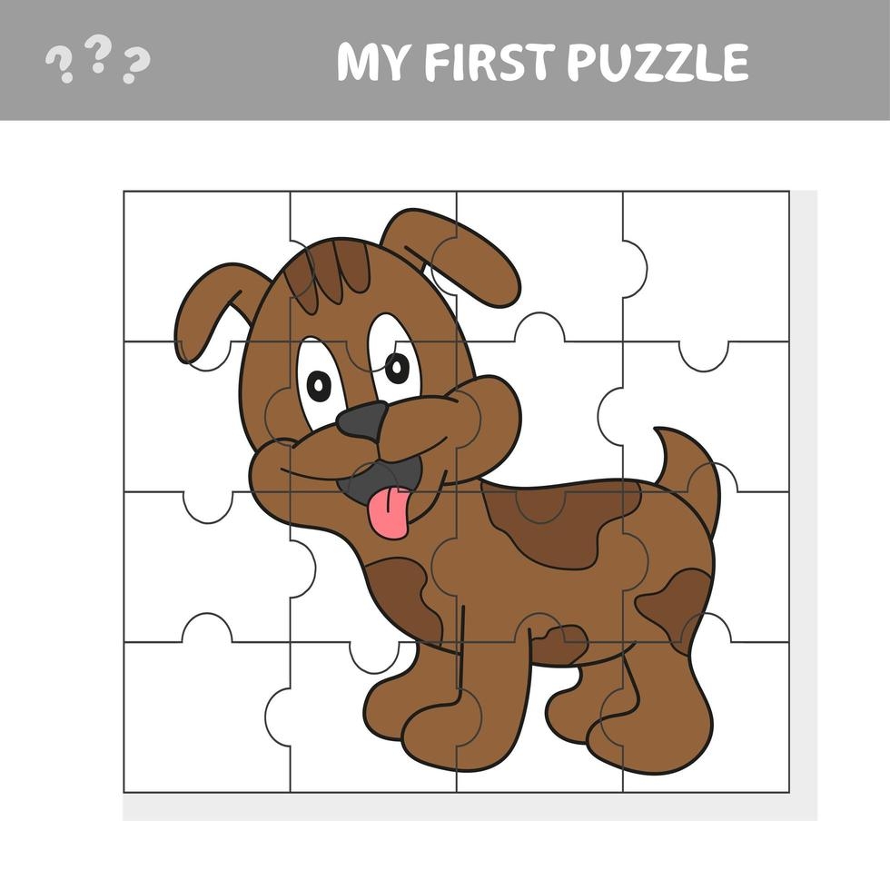 Cartoon Educational Jigsaw Puzzle Game For Children With Funny Dog Character 4651453 Vector Art At Vecteezy