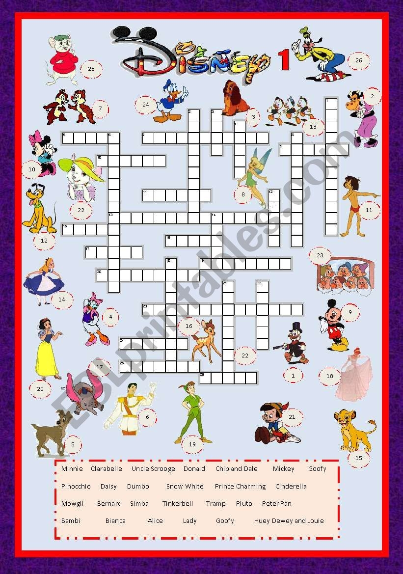 printable crossword puzzles disney movies