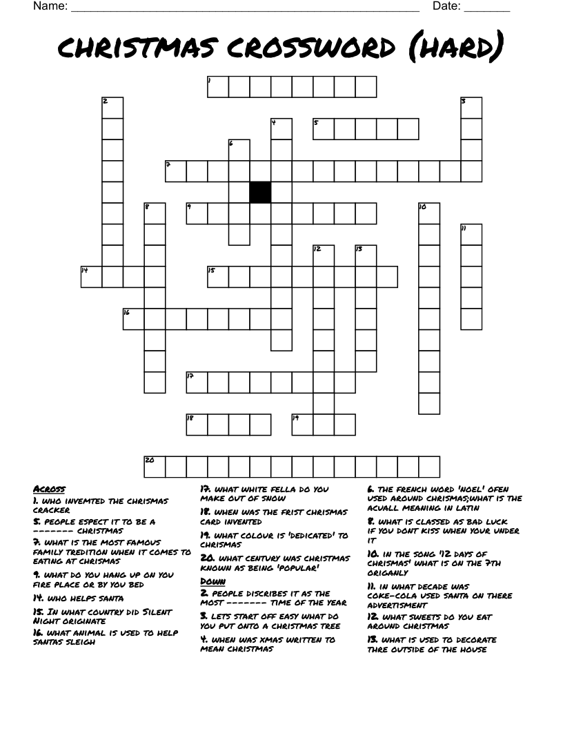 free printable crossword puzzles difficult