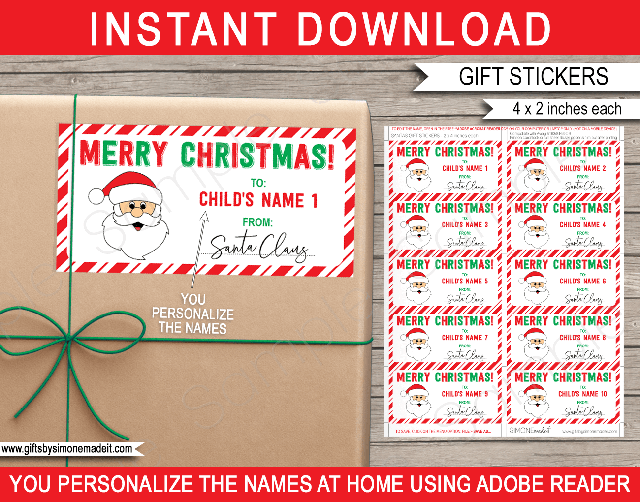 free printable santa tags