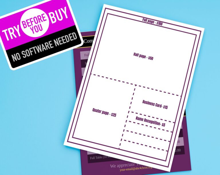 Church Souvenir Book Ad DIY Photo Templates Editable Congratulations Booklet Size 8 5x11 In Pdf jpg png Instant Downloads Single Sheet Etsy