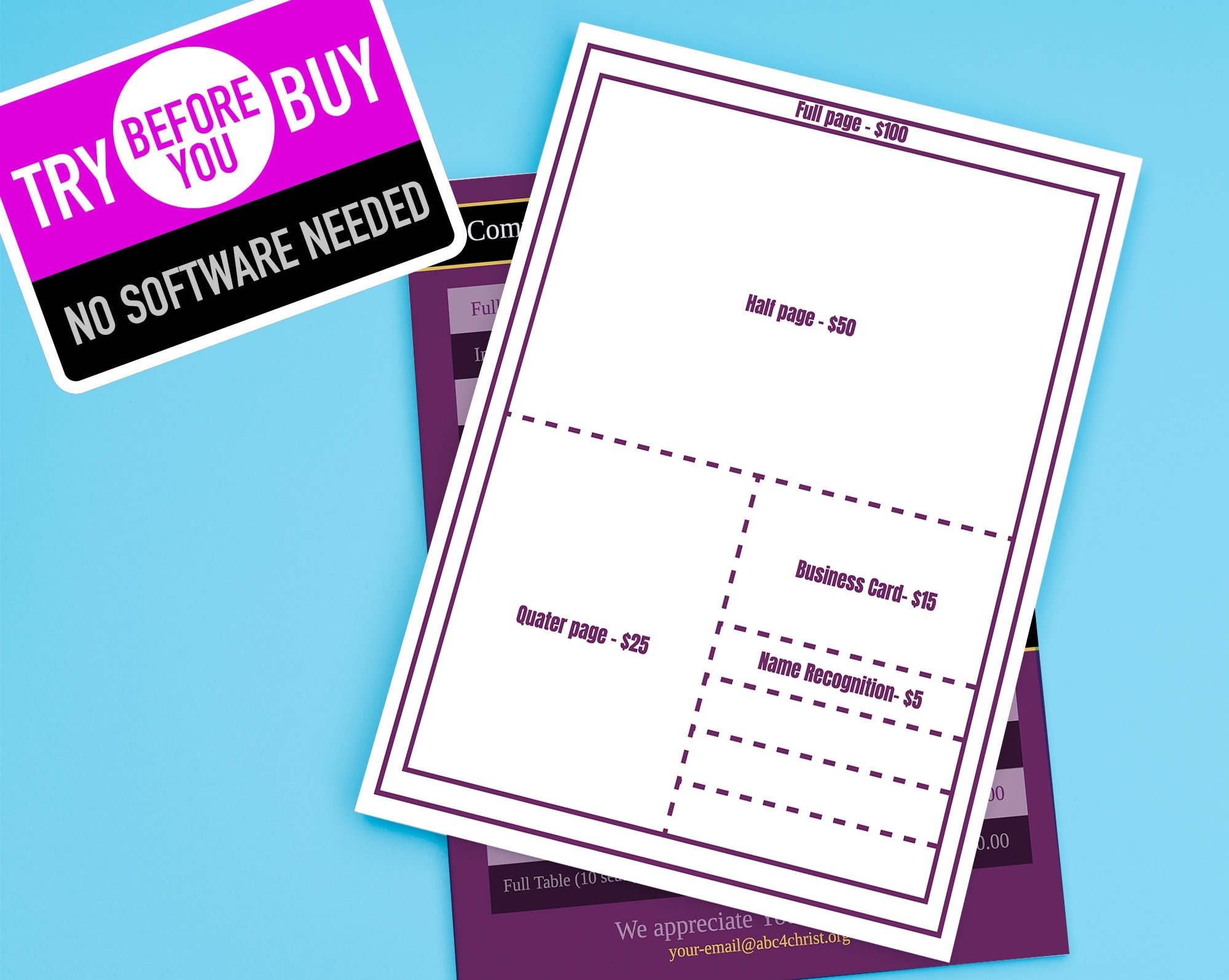 Church Souvenir Book Ad DIY Photo Templates Editable Congratulations Booklet Size 8 5x11 In Pdf jpg png Instant Downloads Single Sheet Etsy