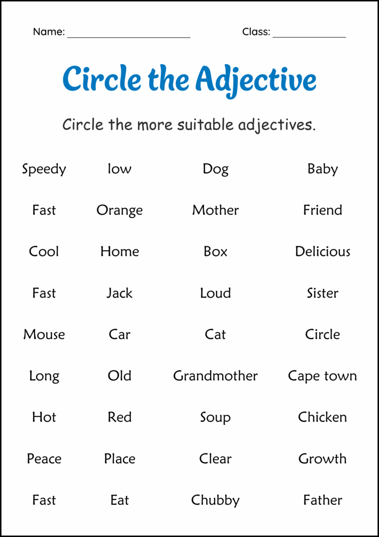 Circle The Adjectives Grammar Worksheets 2nd And 3rd Grade Made By Teachers