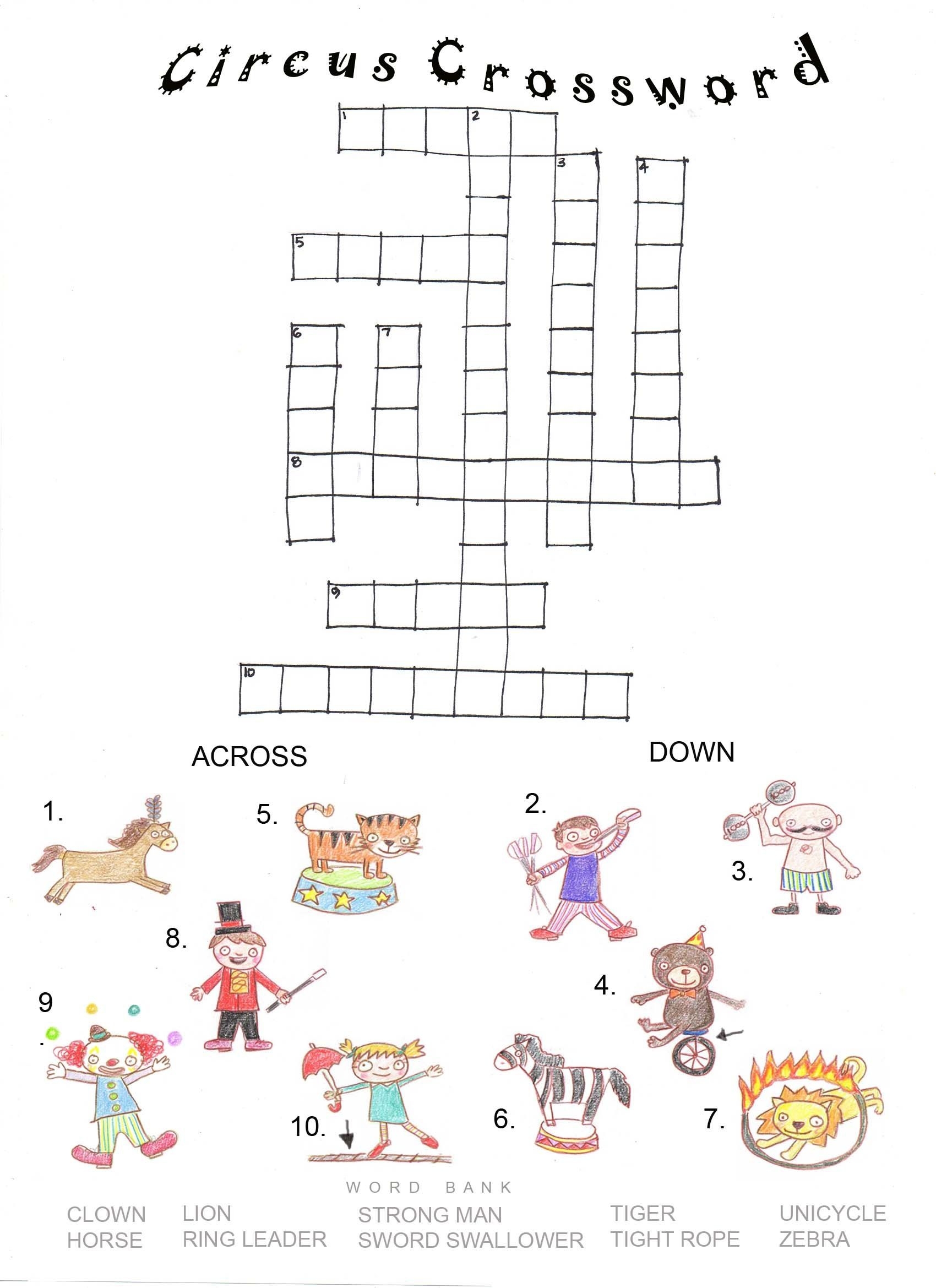 Circus Cross Word