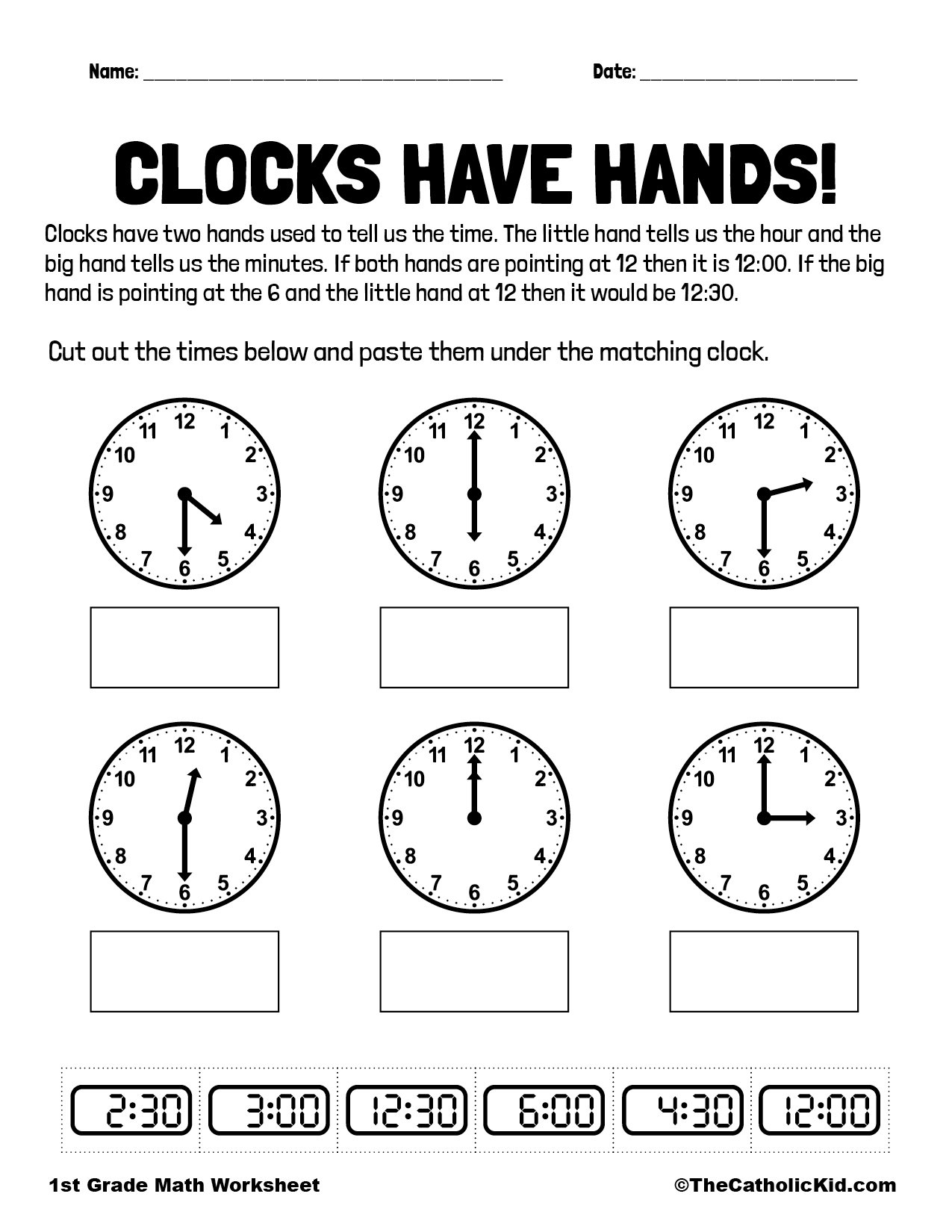 time worksheets grade 1