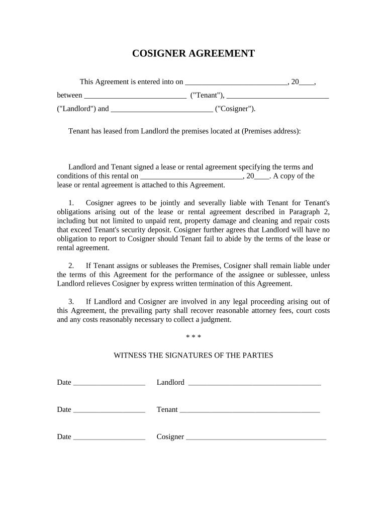 Co Signer Agreement Form For Car Fill Out Sign Online DocHub