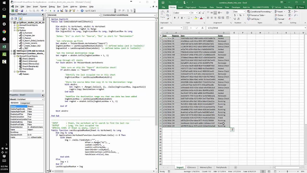 Combine Data From Multiple Sheets Into One Sheet With VBA In Excel YouTube
