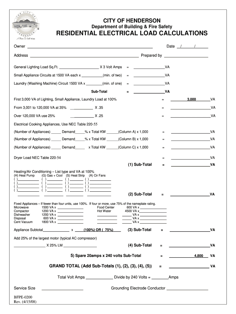 Commercial Electrical Load Calculation Worksheet Excel Fill Out Sign Online DocHub