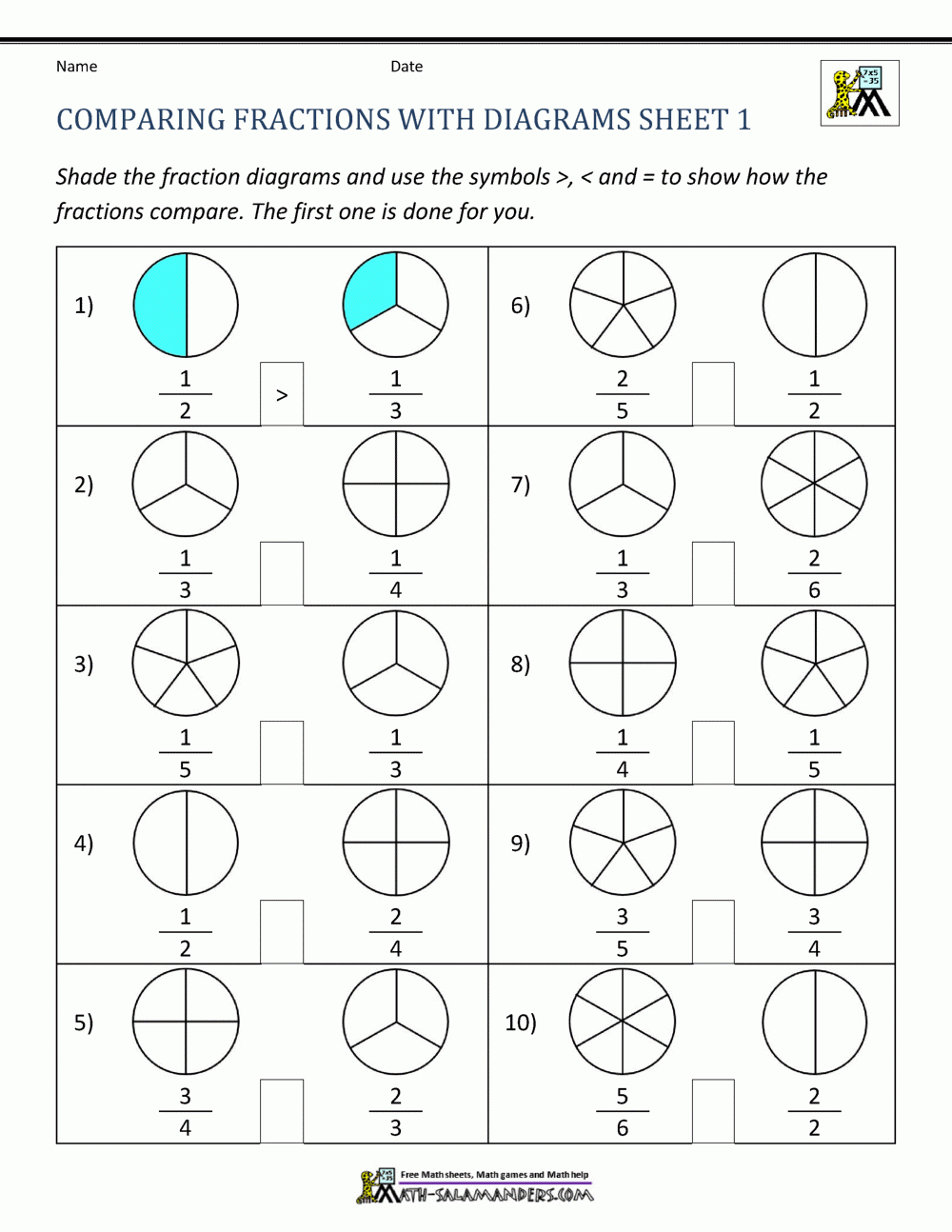 3rd grade fractions worksheets