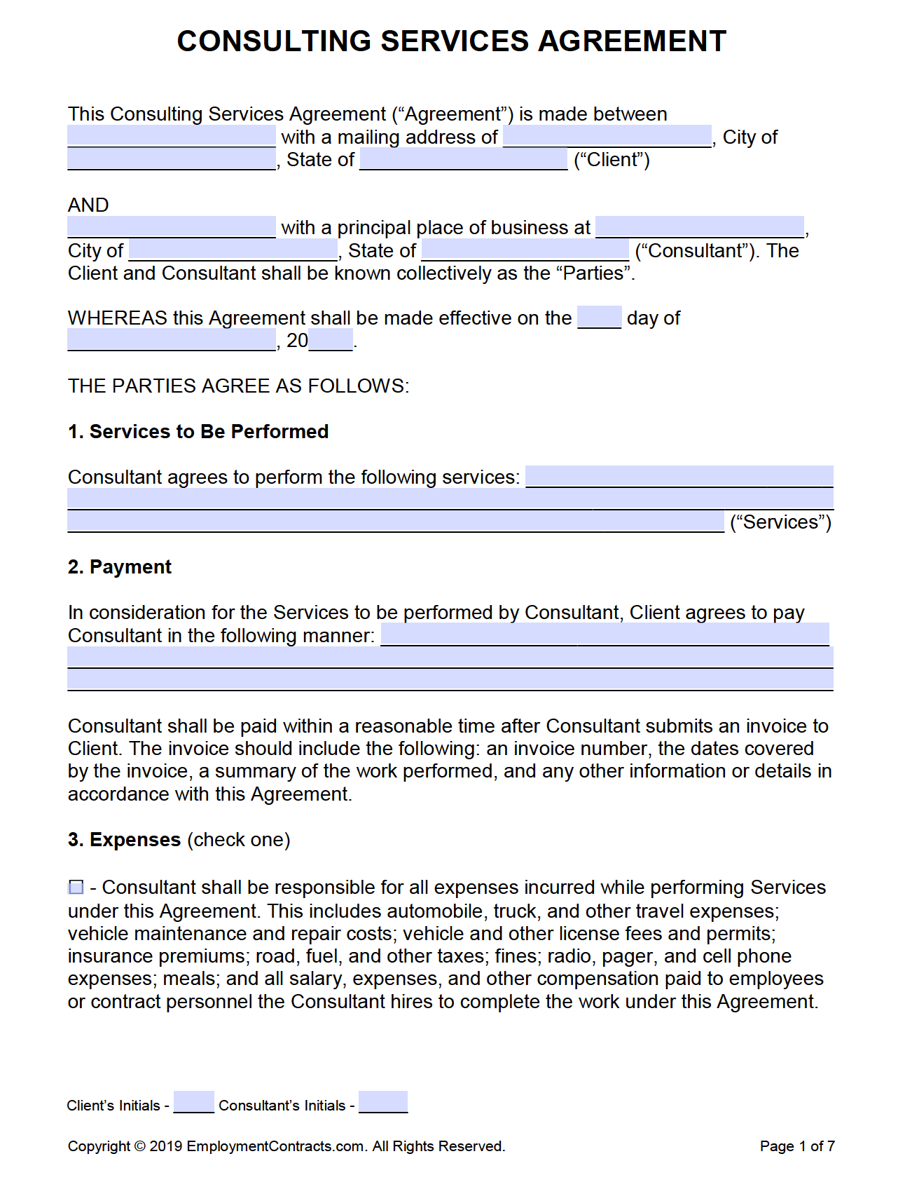 advisory agreement template
