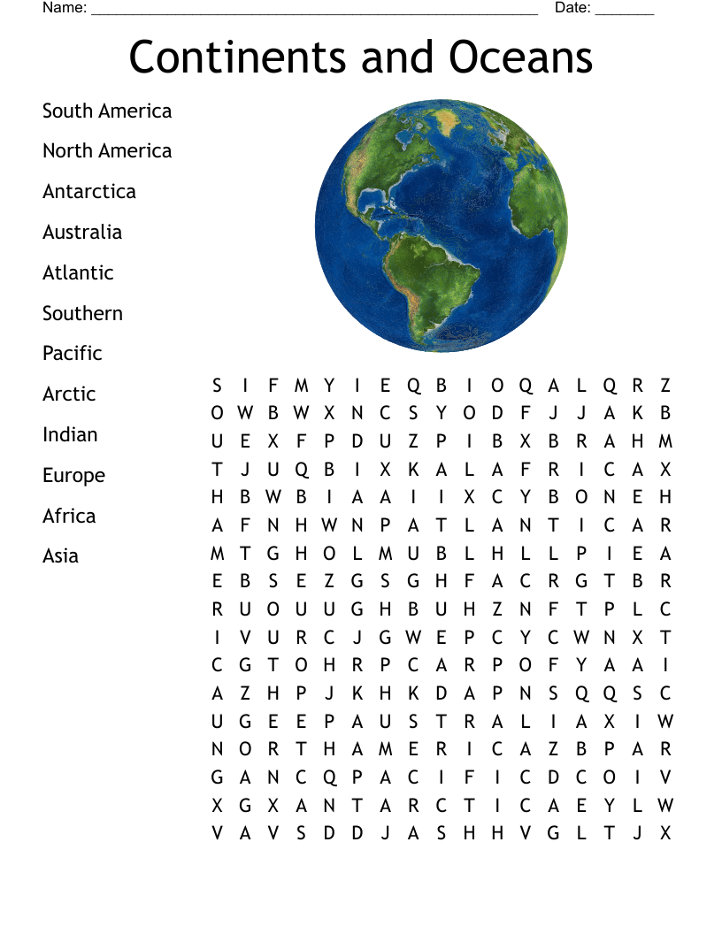 7 continents printable puzzle