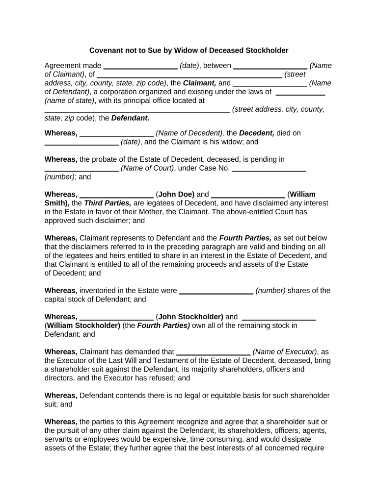 Covenant Not To Sue Template Fill Out Sign Online DocHub