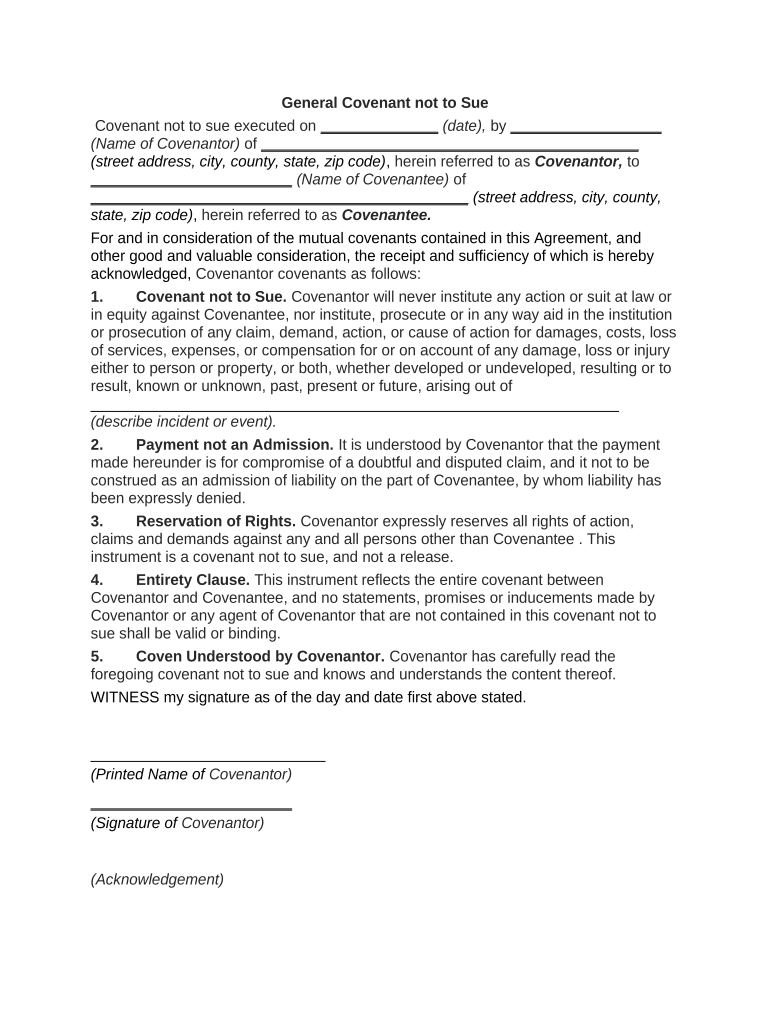 Covenant Not To Sue Template Pre built Template AirSlate SignNow