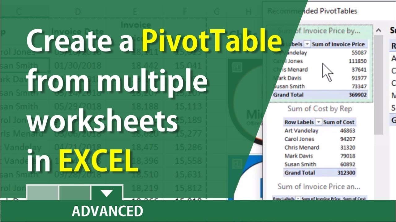 Create A PivotTable In Excel Using Multiple Worksheets By Chris Menard YouTube