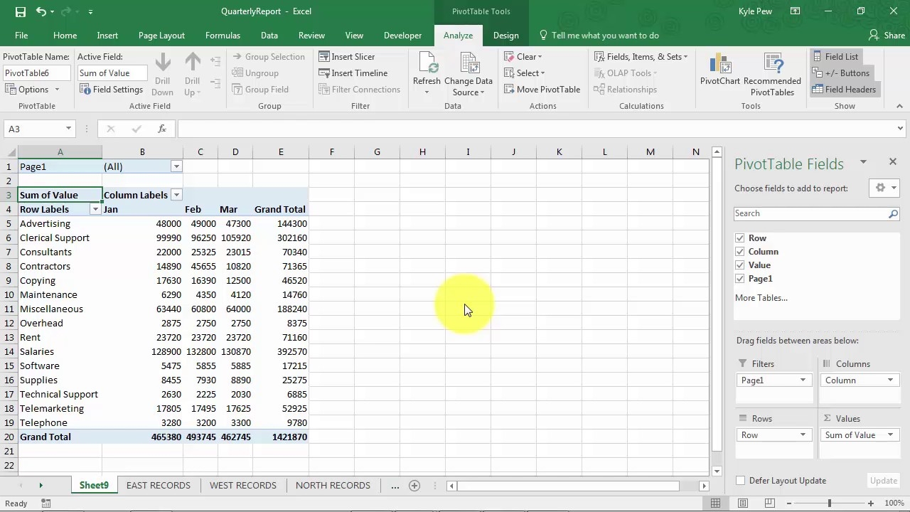 Create An Excel PivotTable Based On Multiple Worksheets YouTube