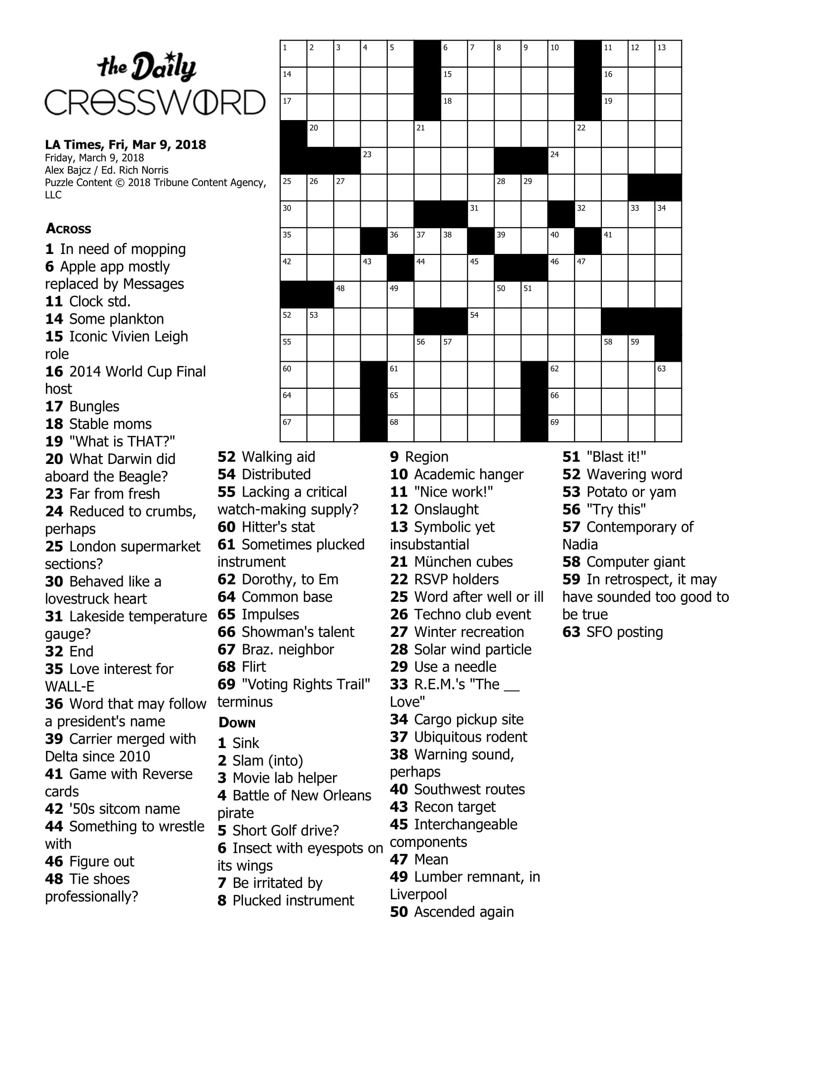 printable crossword puzzles march 2018 printable crossword puzzles march 2018