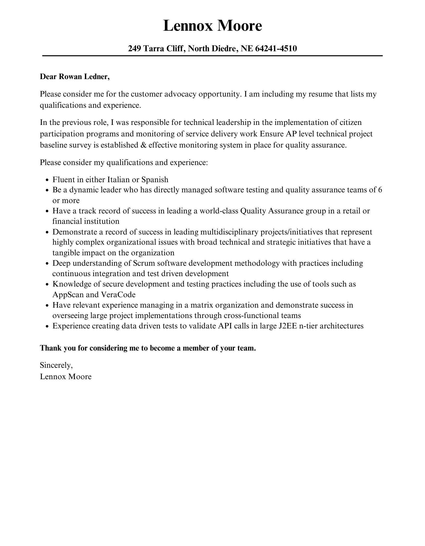 Customer Advocacy Cover Letter Velvet Jobs