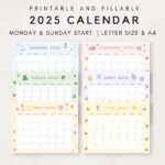 Cute 2025 Calendar Printable Monthly Calendar 2025 2025 Planner Monthly Planner 2025 Aesthetic Calendar Editable Calendar Etsy