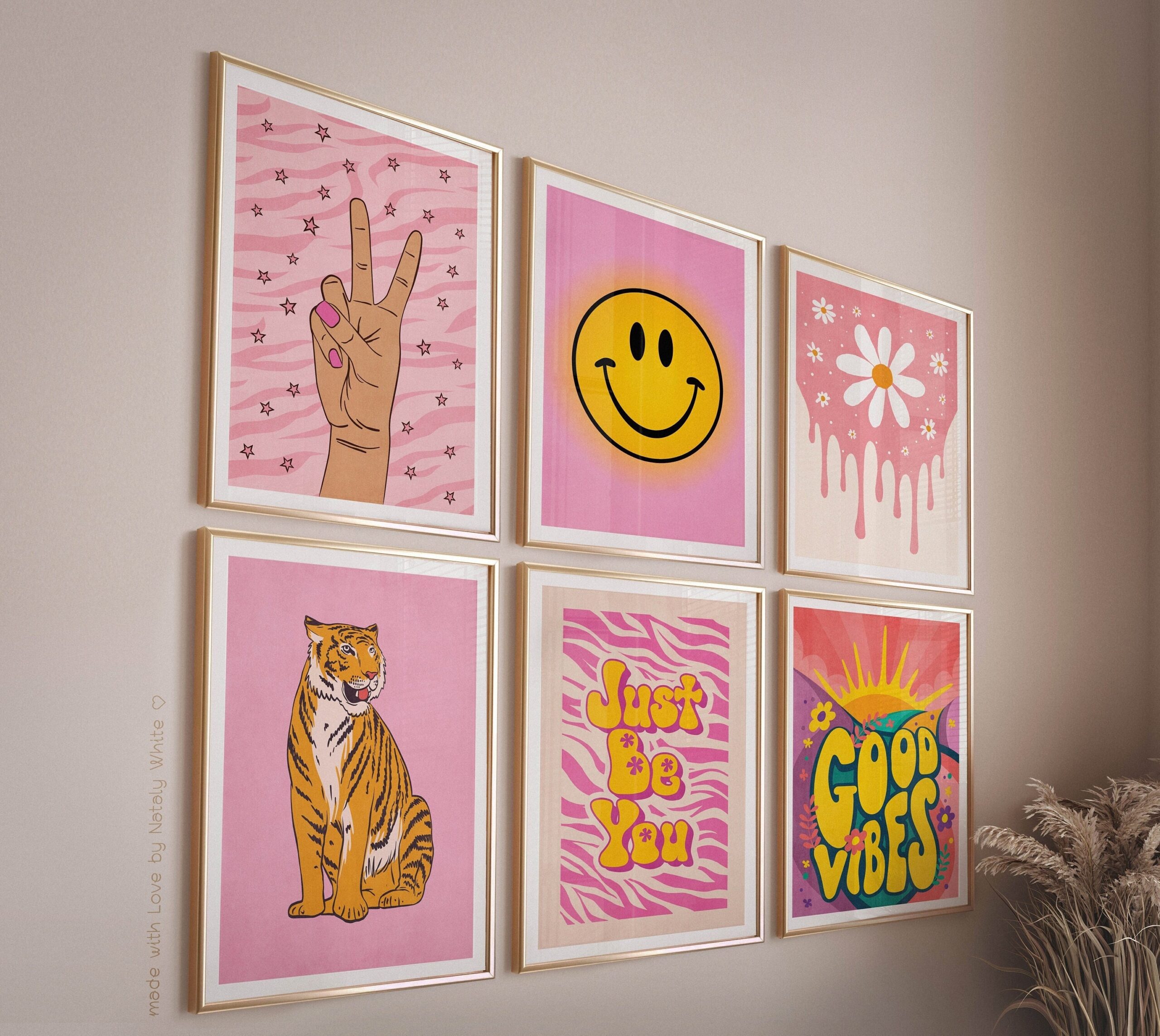 Cute Room Decor Aesthetic Minimalist Wall Art Printable Poster Aesthetic Poster Set Of 6 Wall Art Room Decor For Teens Girl Wall Art Pink Etsy