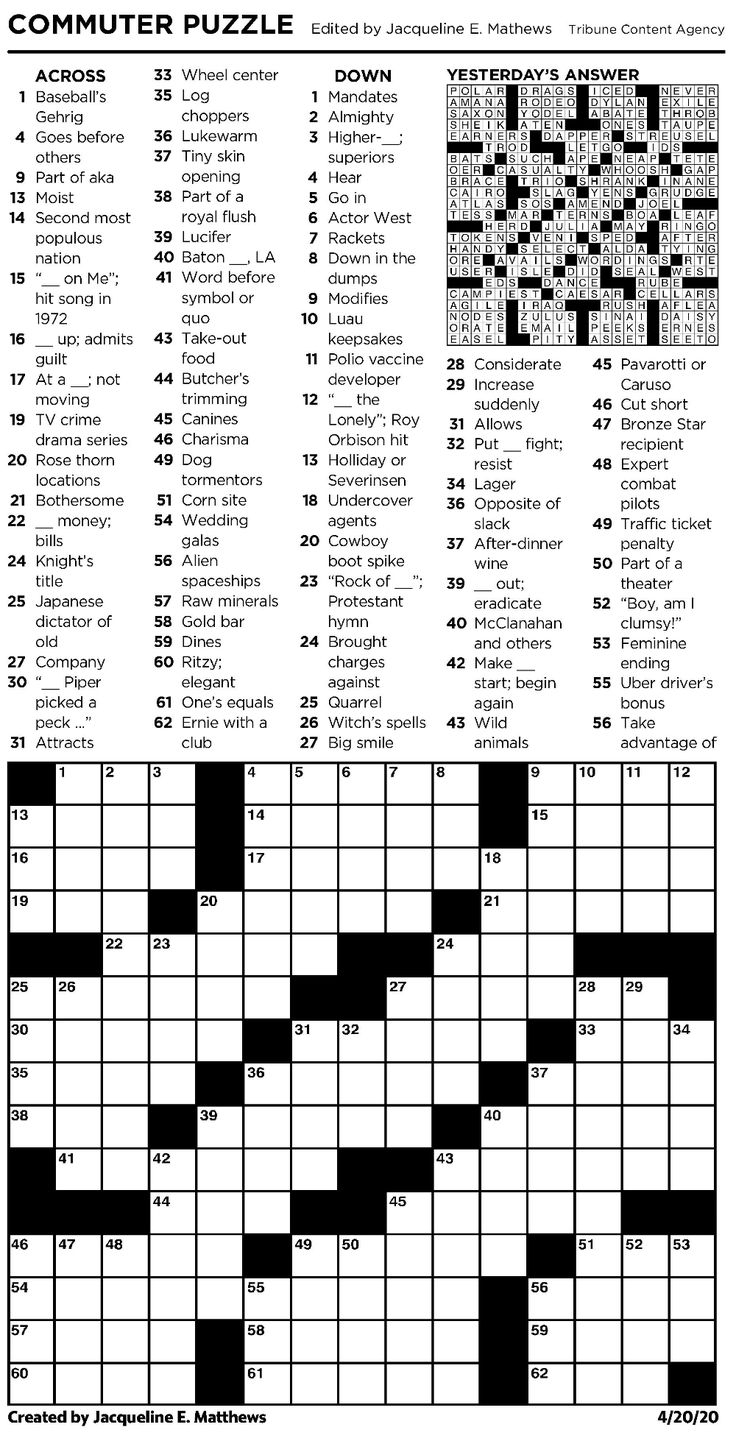 printable commuter crossword puzzle