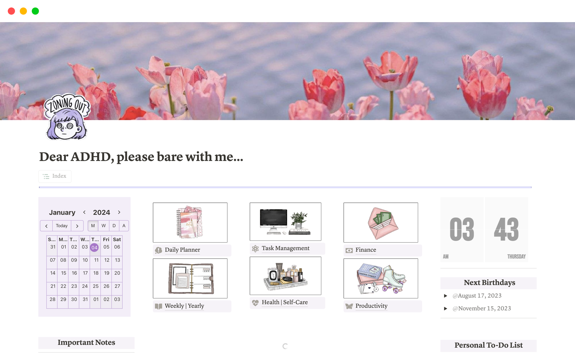 Dear ADHD Please Bare With Me Template By Filipa Sofia ADHD Life Organization Notion Marketplace