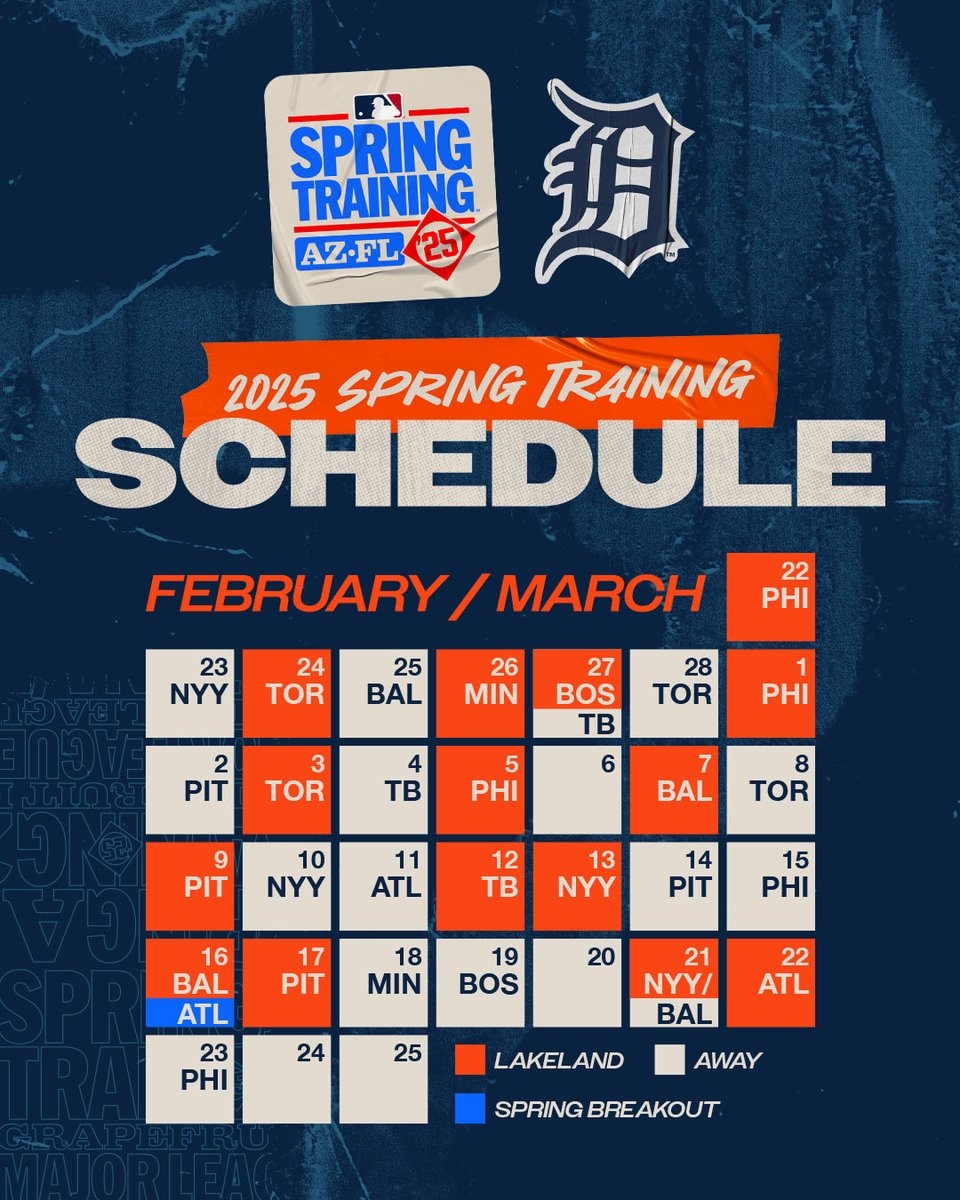 Detroit Tigers On X The Tigers 2025 Spring Training Schedule Has Been Released Https t co Pe4MHFXaj2 Https t co EZ74T2SKhe X