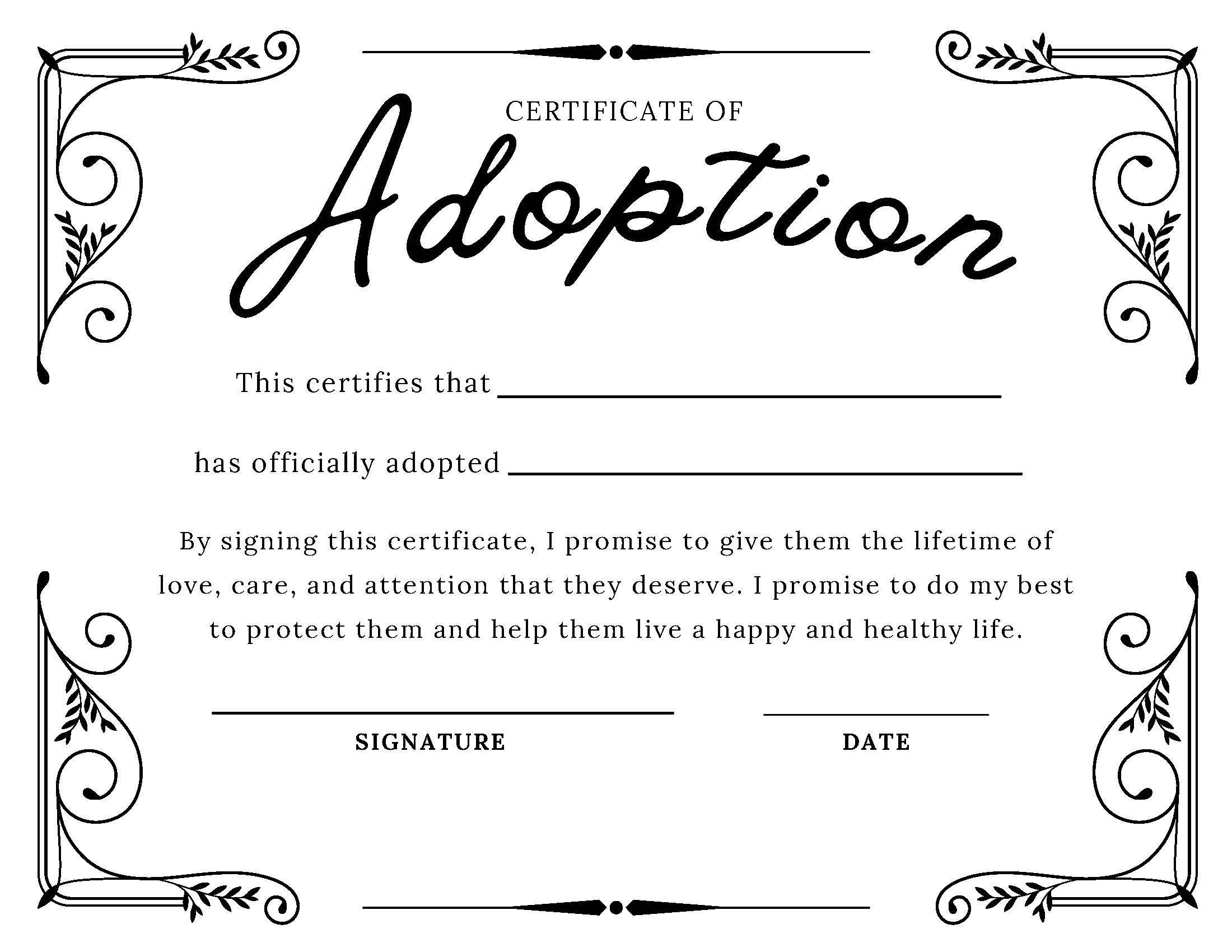 DIGITAL DOWNLOAD Adoption Certificate vintage Etsy