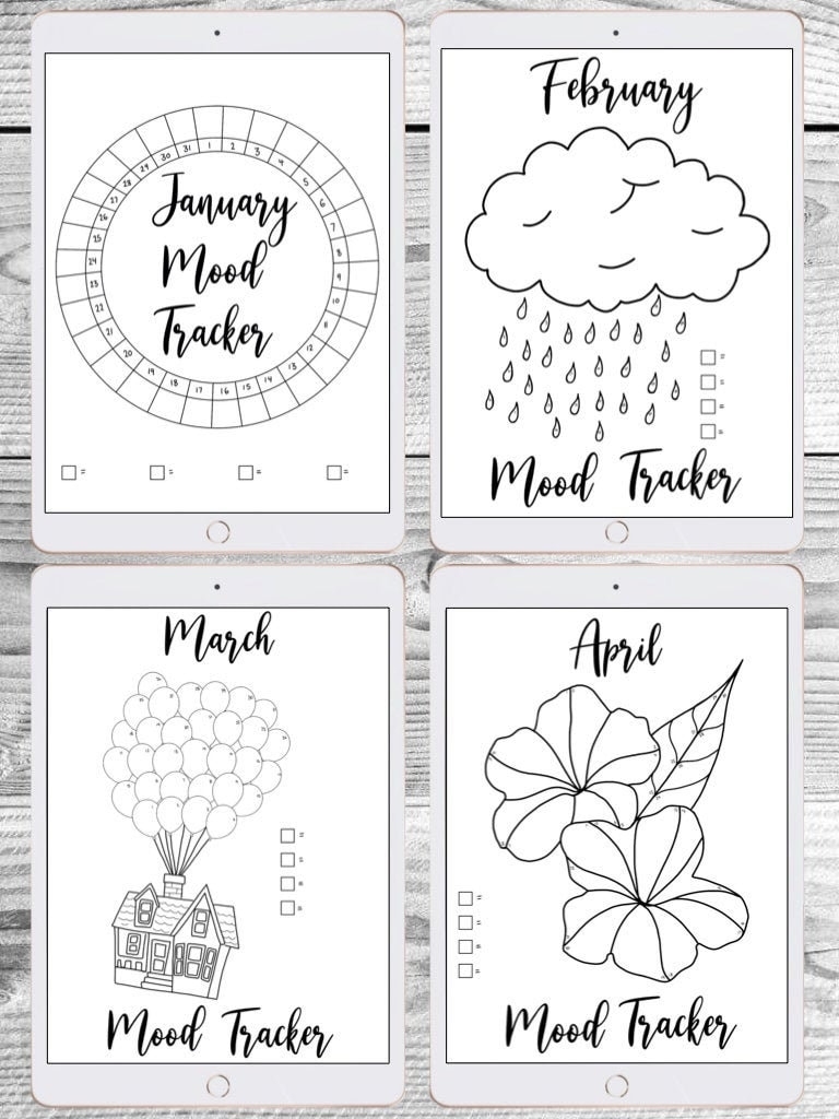 Digital printable Mood Tracker Inserts Etsy