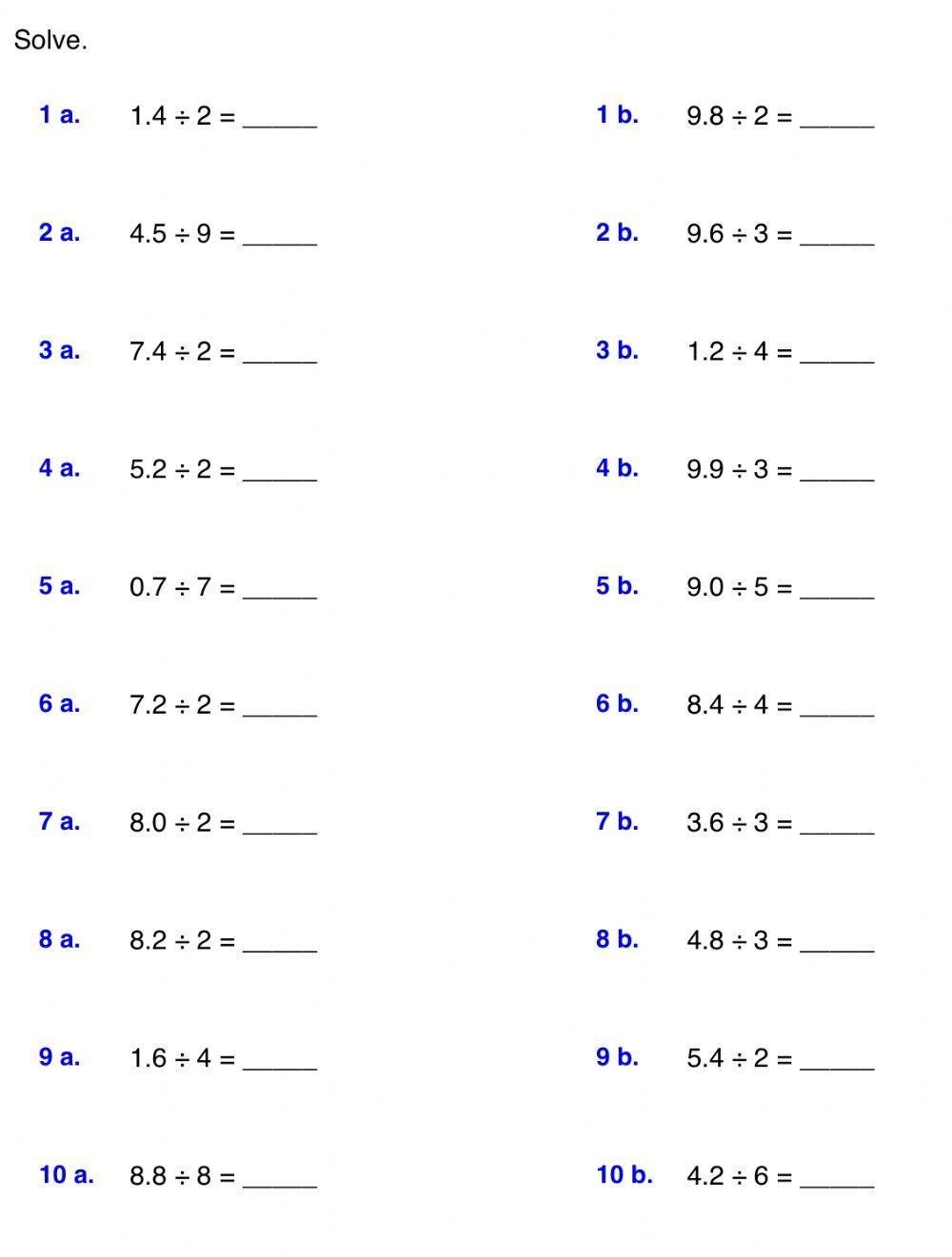 Dividing Decimals Exercise Live Worksheets Worksheets Library Dividing Decimals Exercise Live Worksheets Worksheets Library
