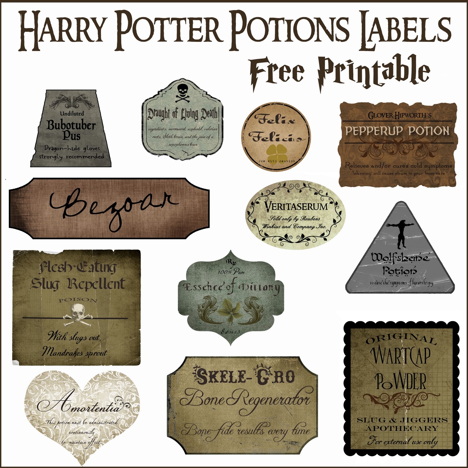 free harry potter printables