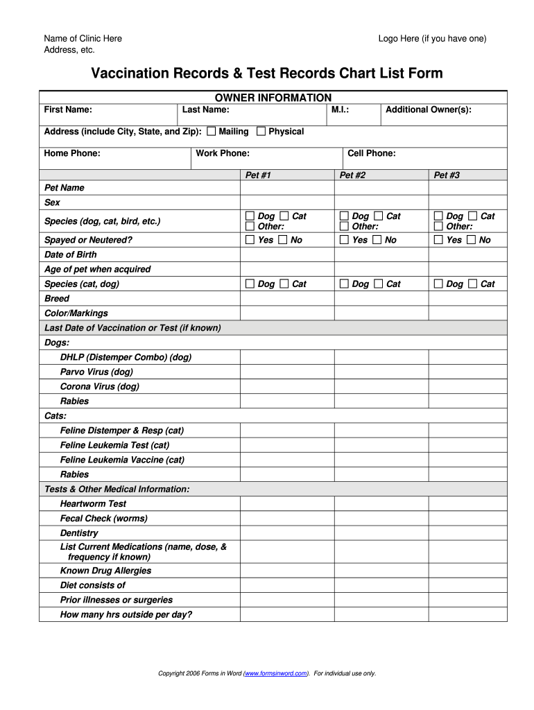 dog vaccination record printable pdf free