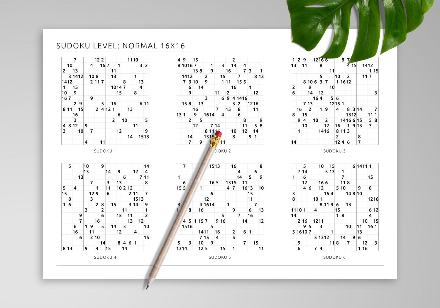 printable sudoku puzzles 16x16