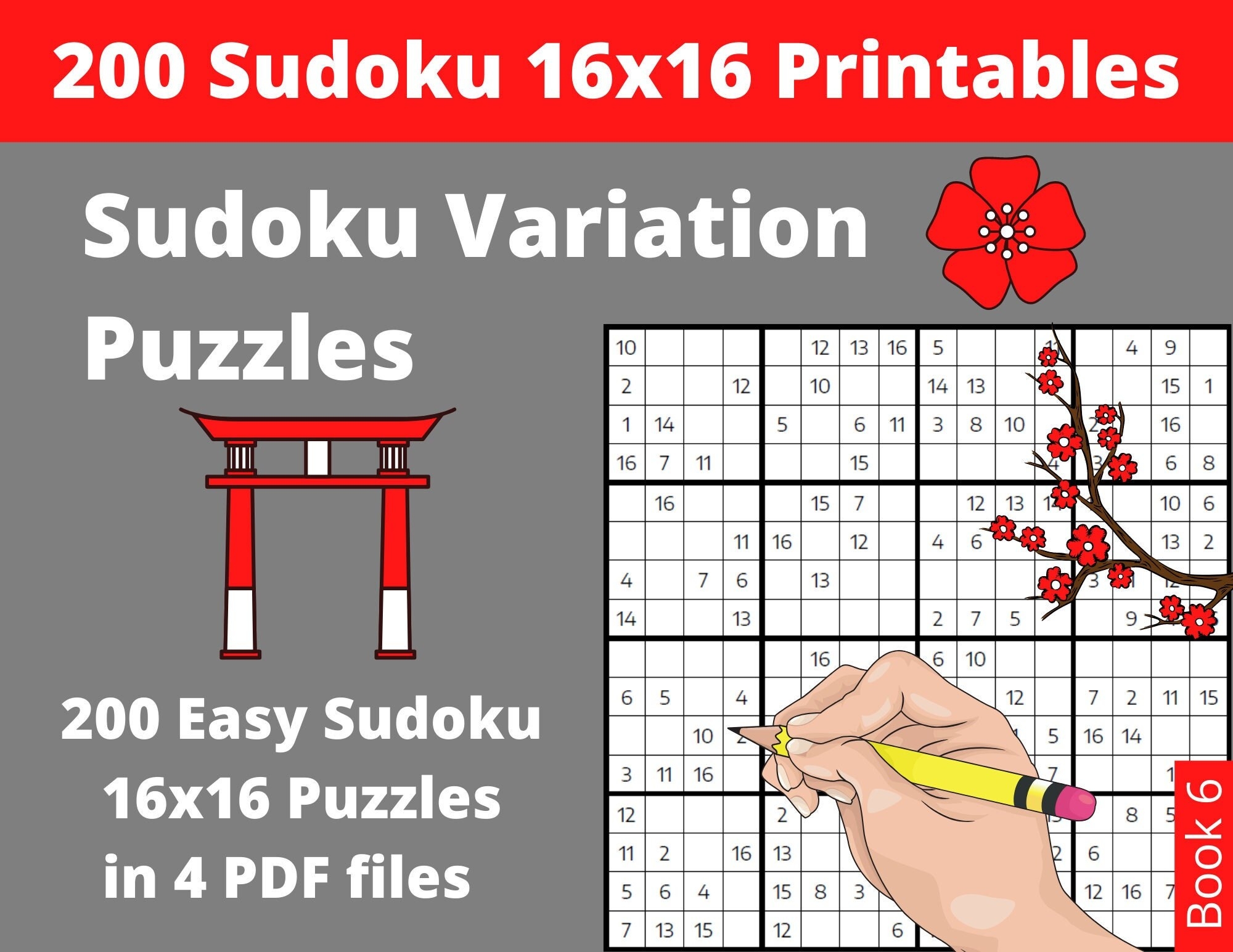 Easy 16x16 Sudoku Puzzles Printable PDF 200 Sudoku Variation Puzzles For Adults With Answers Instant Download Etsy