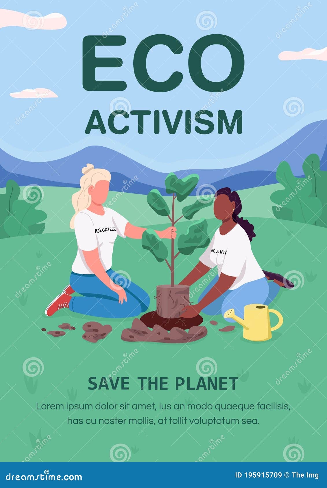 Eco Activism Poster Flat Vector Template Stock Vector Illustration Of Character Background 195915709