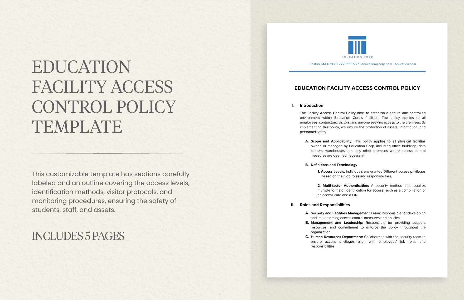 Education Facility Access Control Policy Template In Word PDF Google Docs Download Template