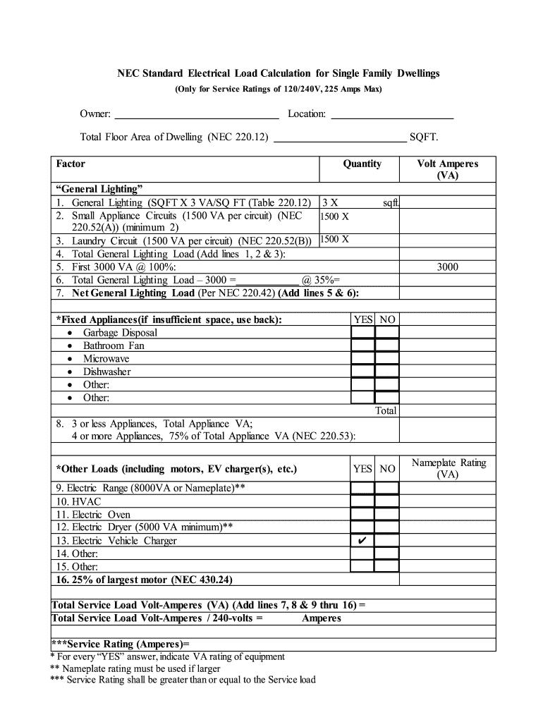 Electrical Load Calculation Worksheet Fill Out Sign Online DocHub