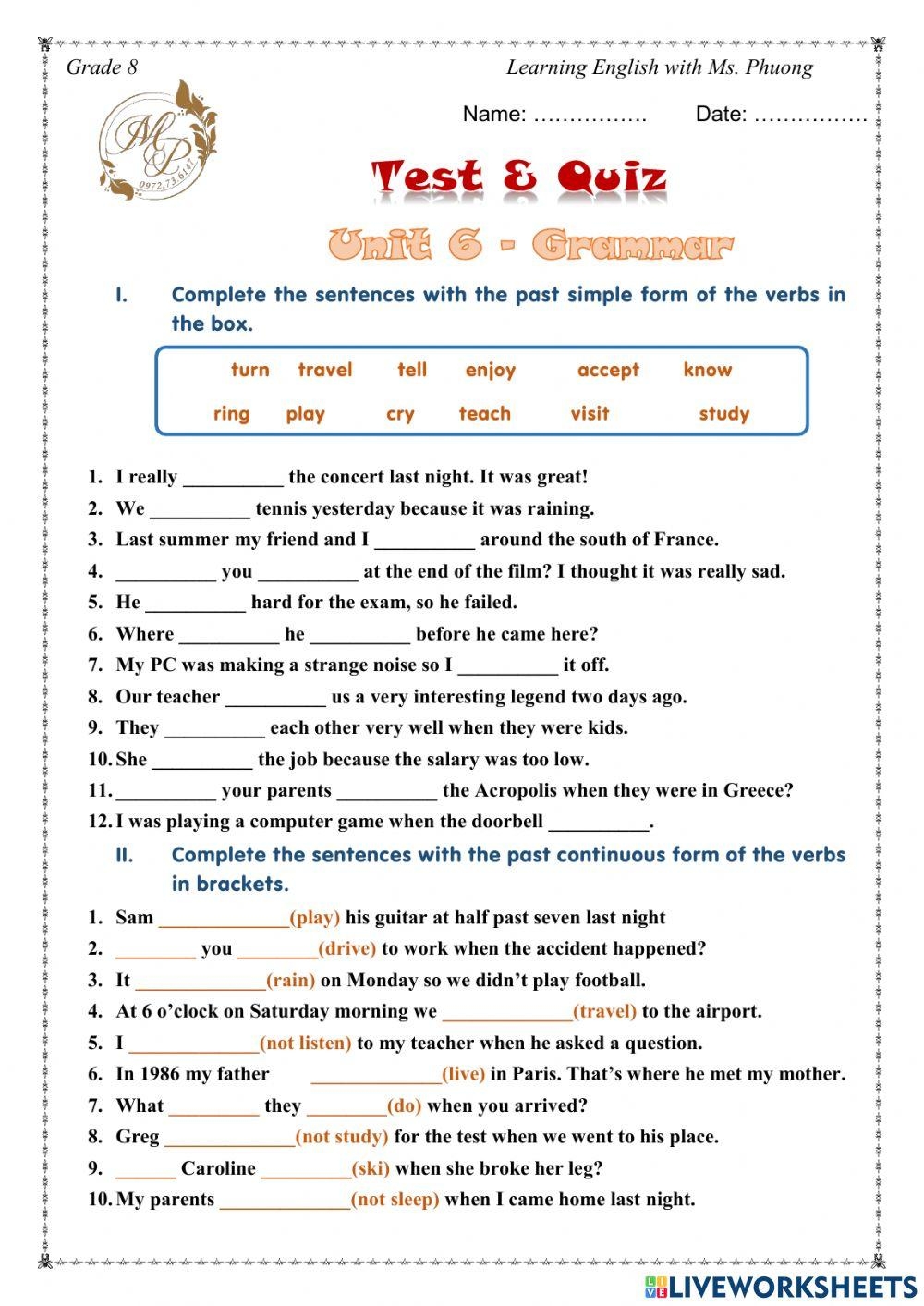 English 8 Unit 6 Grammar Worksheet Live Worksheets Worksheets Library English 8 Unit 6 Grammar Worksheet Live Worksheets Worksheets Library