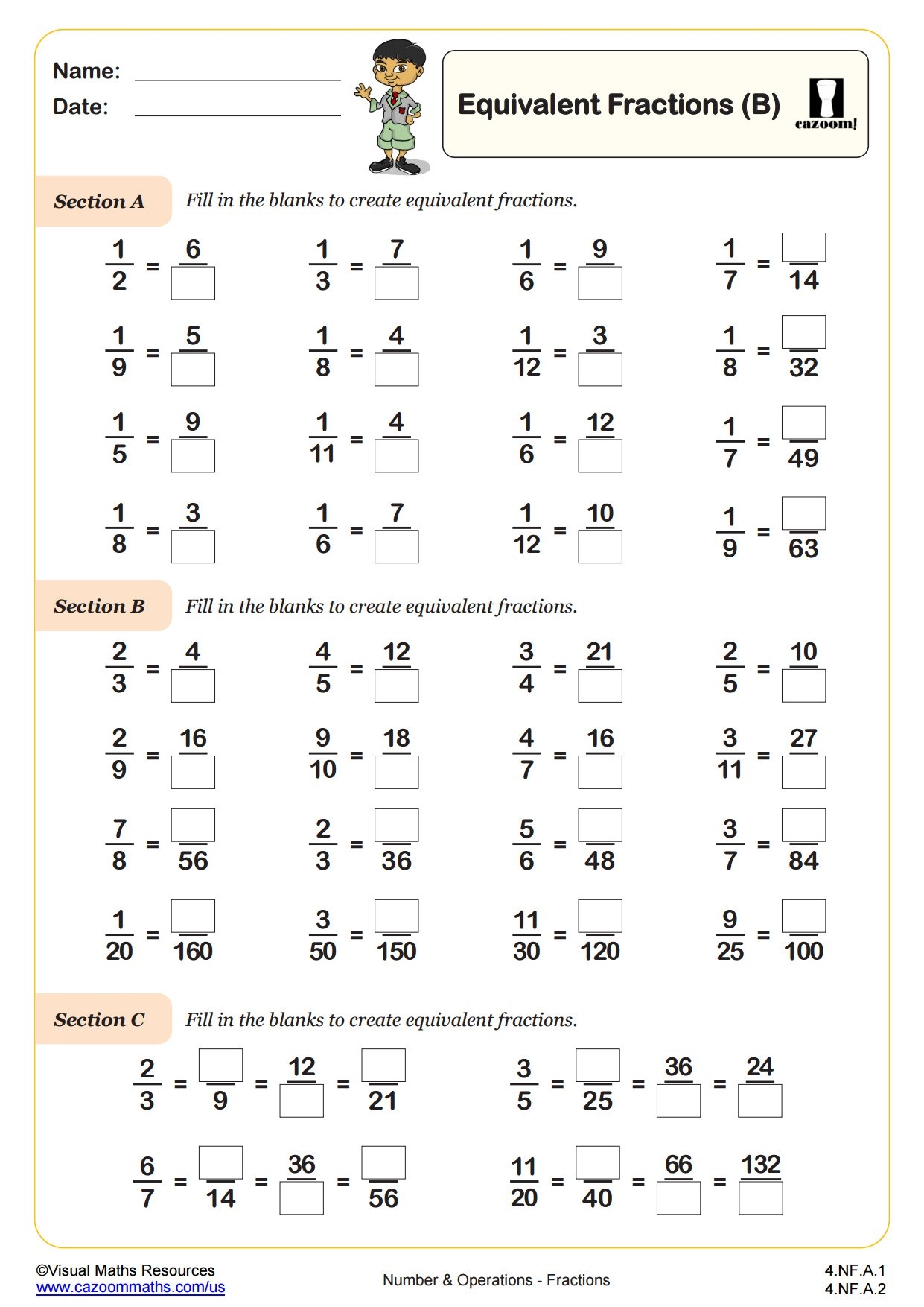 Equivalent Fractions B Fun And Engaging 4th Grade PDF Worksheets Equivalent Fractions B Fun And Engaging 4th Grade PDF Worksheets