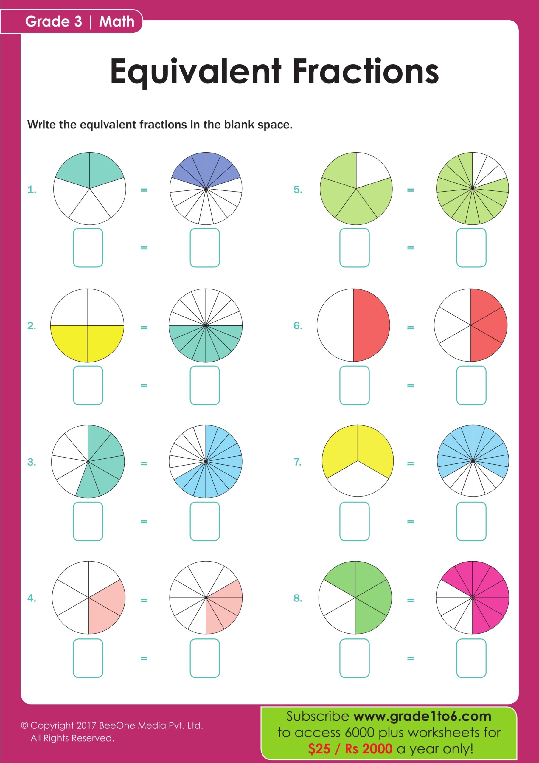 Equivalent Fractions Worksheet For Grade 3 Equivalent Fractions Worksheet For Grade 3